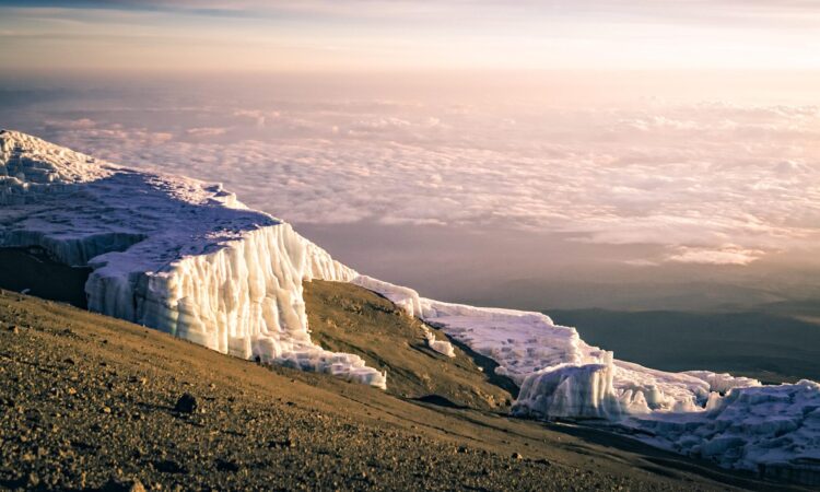 The Rebmann Glacier of Mount Kilimanjaro in Tanzania